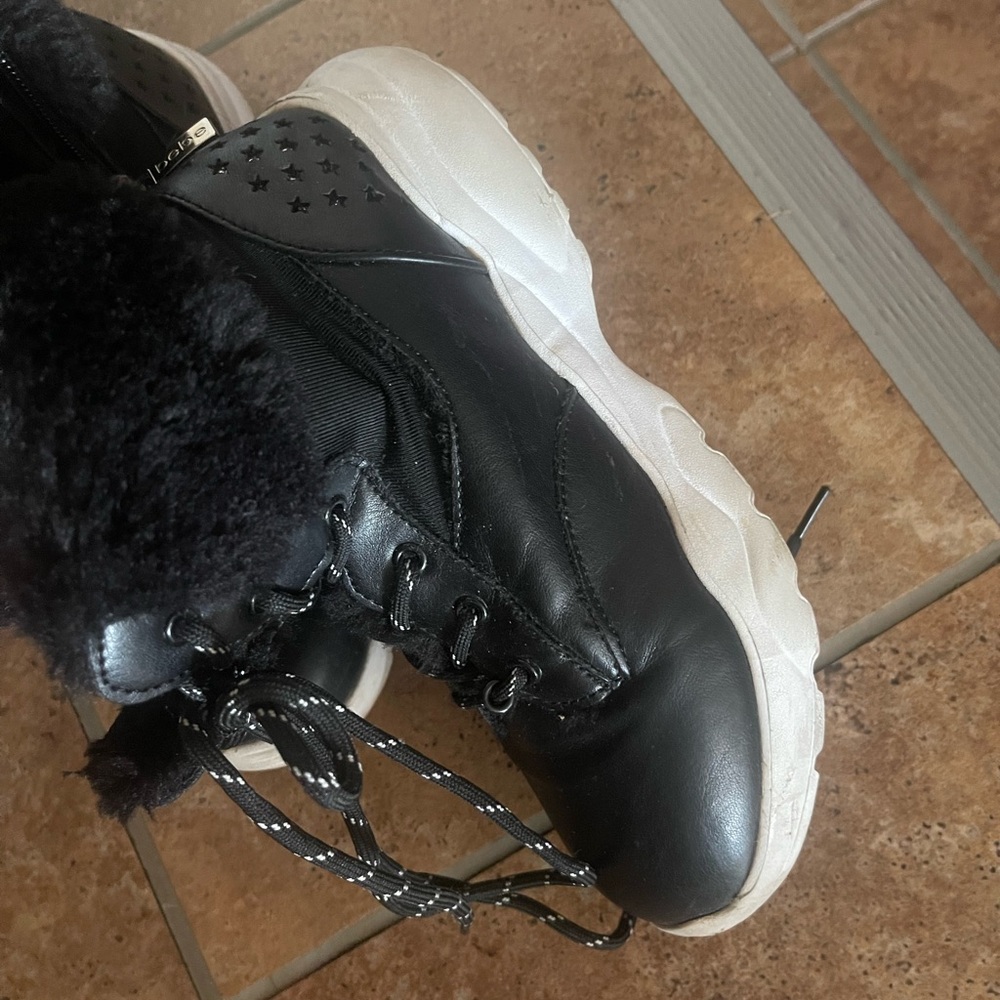 BEBE Kids Black Faux-Fur Lace-Up Winter Boots - Picture 3 of 8